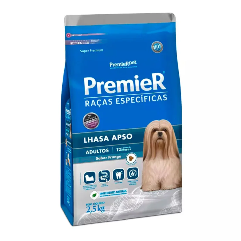 Ração Premier Raças Específicas Lhasa Apso Cães Adultos Frango 2,5kg