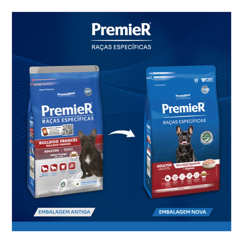 Ração Premier Raças Específicas Bulldog Francês Cães Adultos Frango 2,5kg