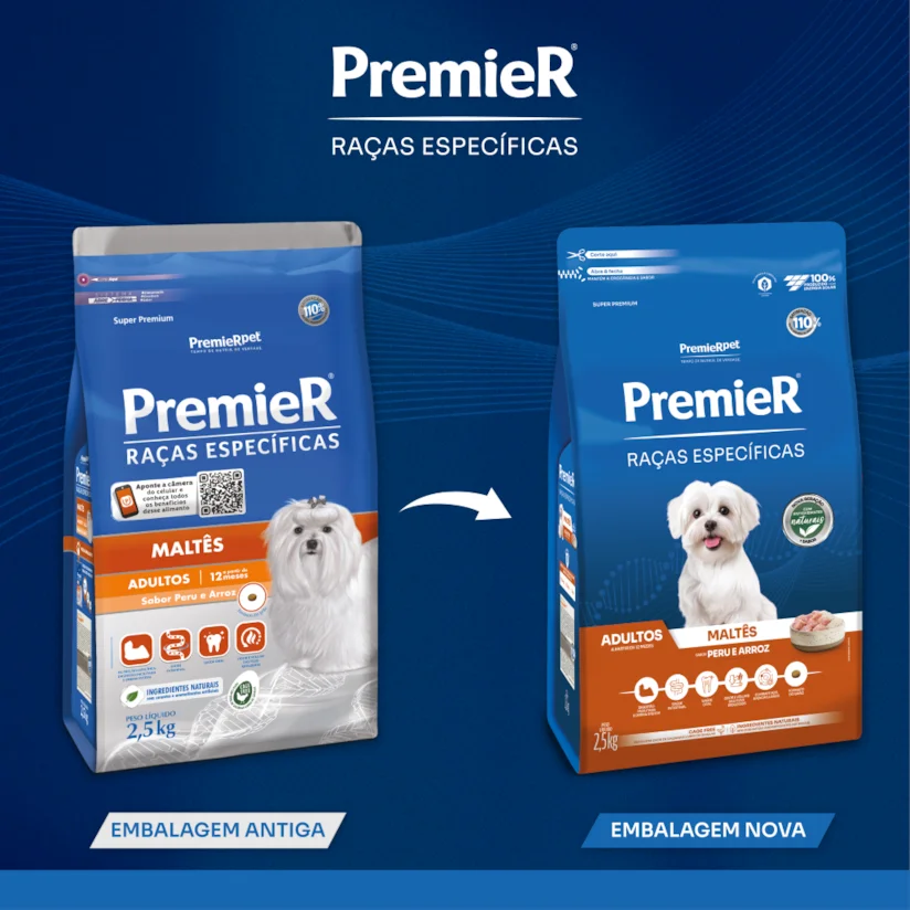 Ração Premier Raças Específicas Maltês Cães Adultos Peru E Arroz 1kg
