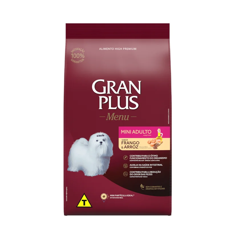 Ração Gran Plus Menu Cães Adultos Porte Mini Frango e Arroz 15kg