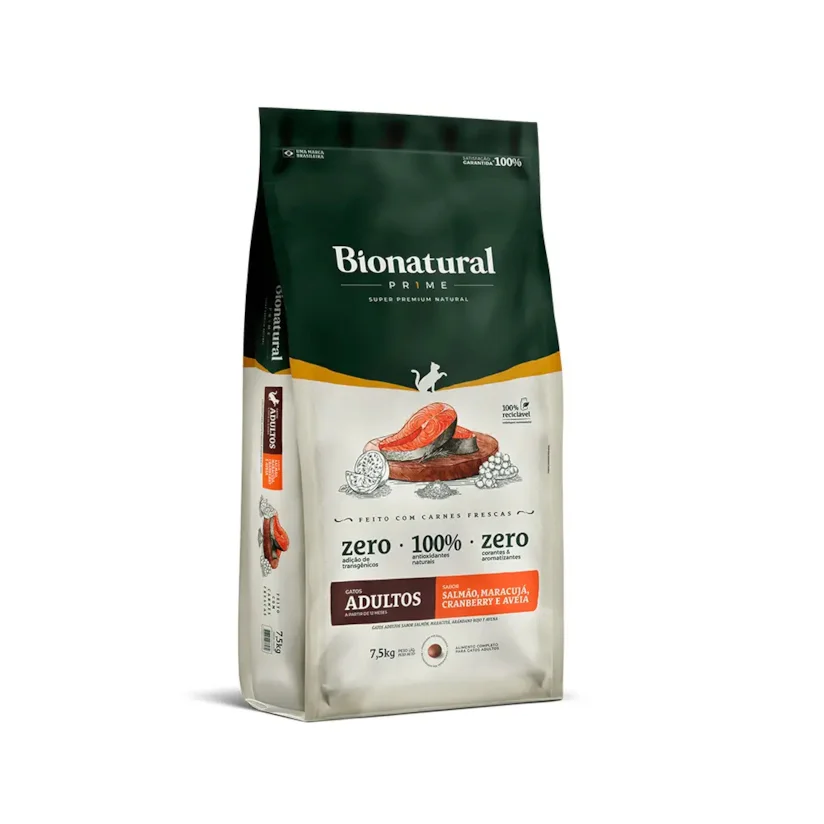 Ração Bionatural Prime Gatos Adultos Salmão 7,5kg