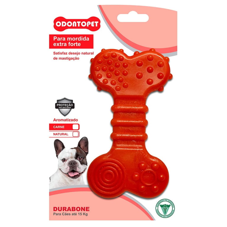 Brinquedo Mordedor Durabone Flat Cães Até 15kg Sabor Carne Odontopet