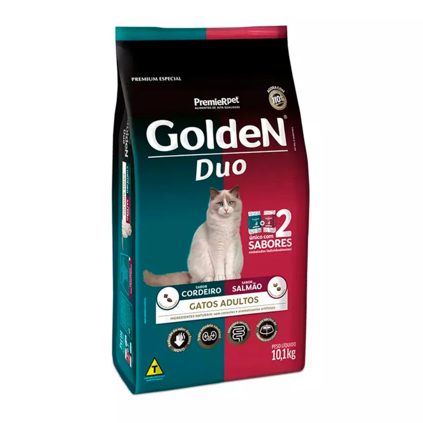 Ração Golden Gatos Adultos Duo Cordeiro e Salmão 3kg