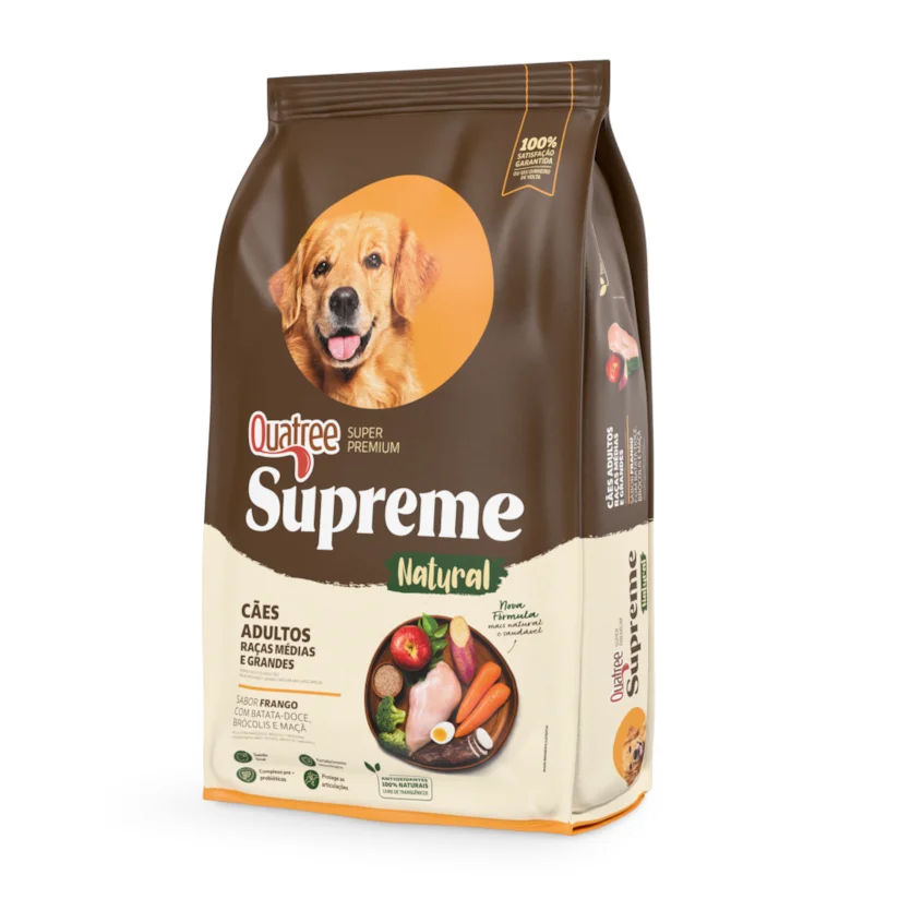 Ração Quatree Supreme Cães Adultos Raças Médias e Grandes Frango e Batata Doce 20kg