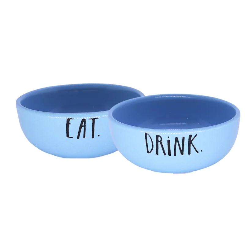Kit Cerâmica Pet Injet Drink e Eat Azul 390ml