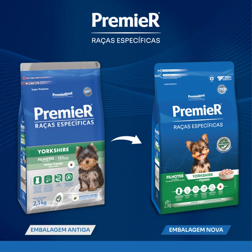 Ração Premier Raças Específicas Yorkshire Cães Filhotes Frango 2,5kg