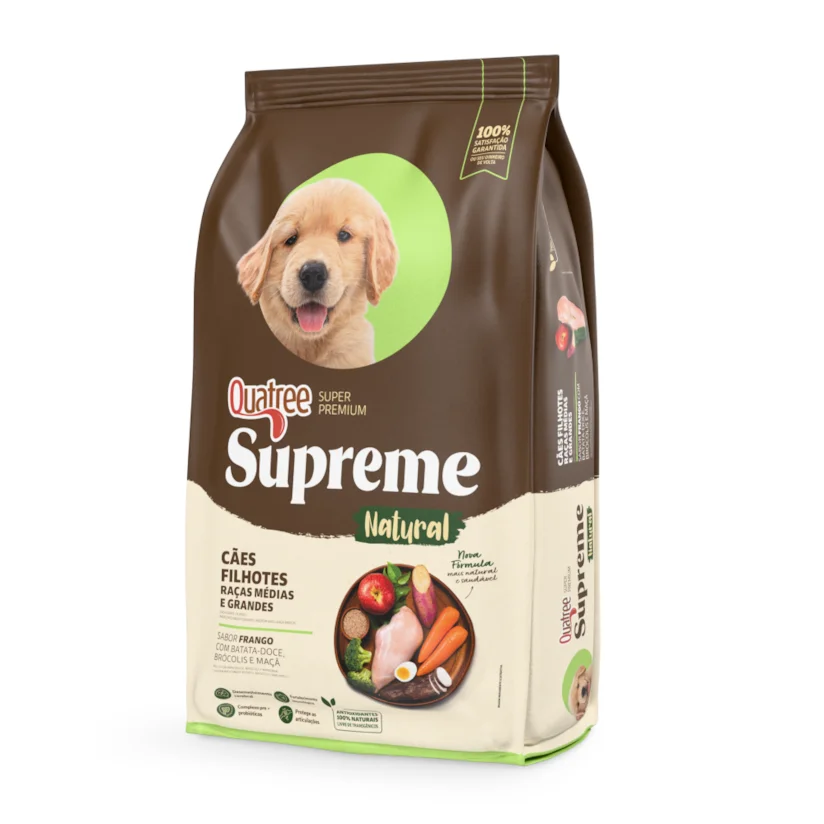 Ração Quatree Supreme Cães Filhotes Raças Médias e Grandes Frango e Batata Doce - 10,1kg