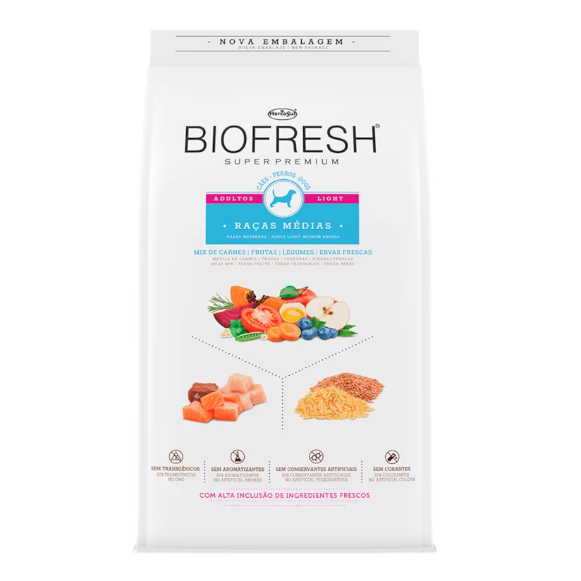 Ração Biofresh Cães Adultos Light Raças Médias 3kg