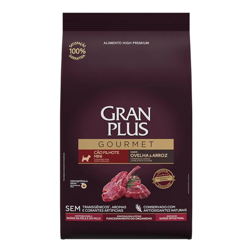 Ração Gran Plus Gourmet Cães Filhotes Porte Mini e Pequeno Ovelha e Arroz 1kg