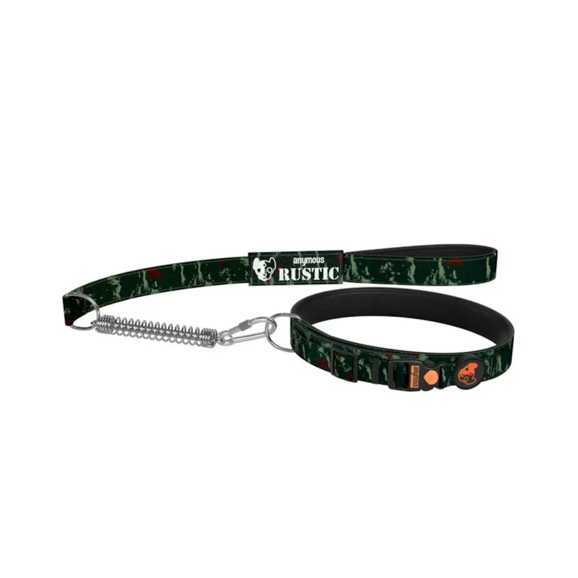 Coleira com Guia para Cães Anymous Rustic Camuflado Tam. M