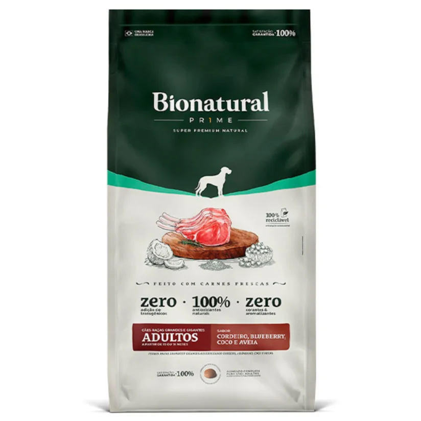 Bionatural Prime Cães Raças Grandes e Gigantes Adultos Cordeiro 20kg