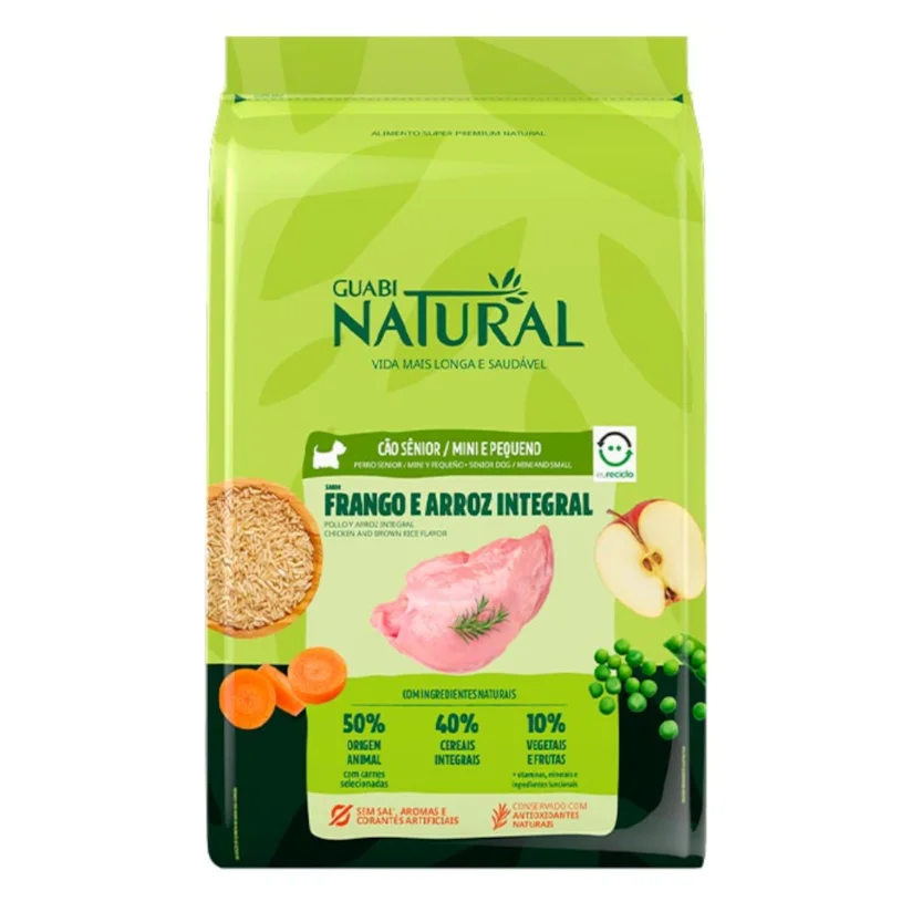 Ração Guabi Natural Cães Sênior Raças Mini e Pequenas Frango e Arroz 10,1kg
