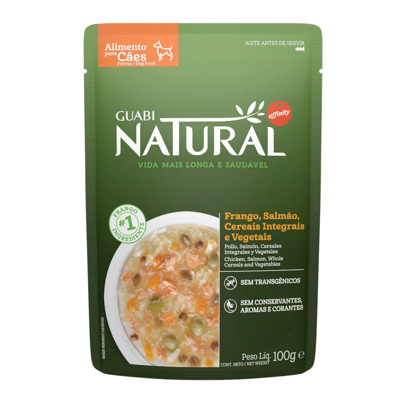 Ração Úmida Guabi Natural Sache Cães Adultos Salmão e Cereais 100gr