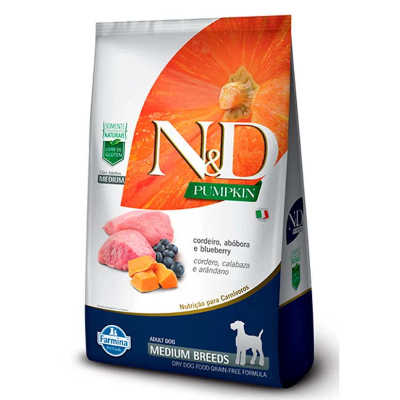 Ração N&D Pumpkin Cães Adultos Cordeiro Raças Médias 2,5kg