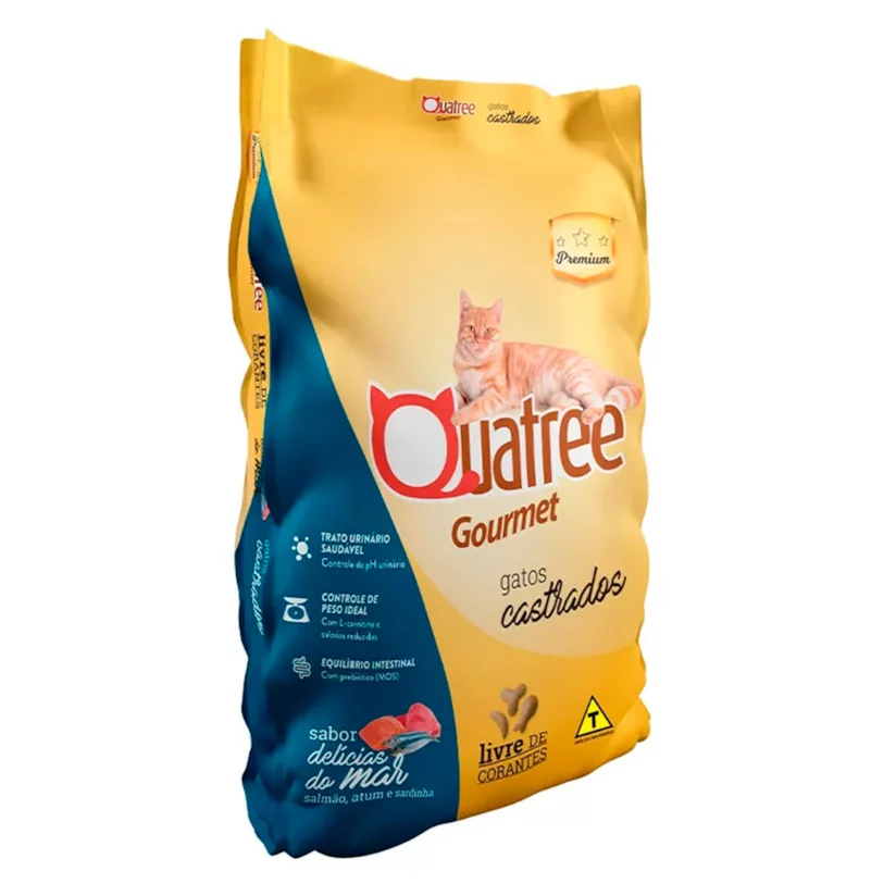 Ração Quatree Gourmet Gatos Castrados Delícias do Mar 1kg