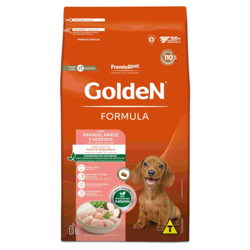 Ração Premier Golden Fórmula Mini Bits Cães Filhotes Frango e Arroz 1kg