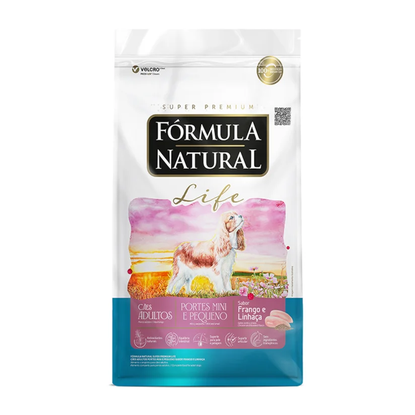 Ração Fórmula Natural Cães Adultos Raças Mini e Pequenas Sabor Frango e Linhaça 1kg