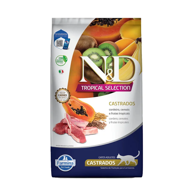 Ração ND Tropical Selection para Gatos Castrados Cordeiro 1,5kg