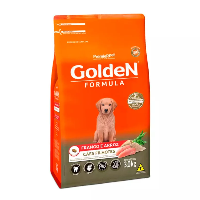 Ração Premier Golden Fórmula Cães Filhotes de Porte Médio e Grande Frango e Arroz 3kg