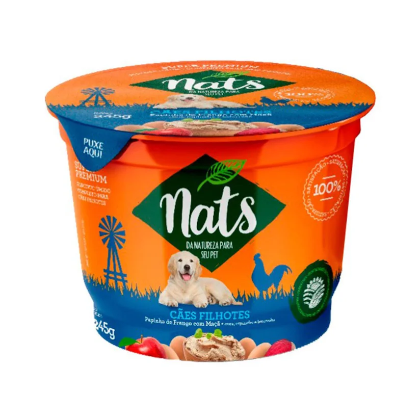 Ração Nats Úmida Para Cães Filhotes Cubos ao Molho 245g