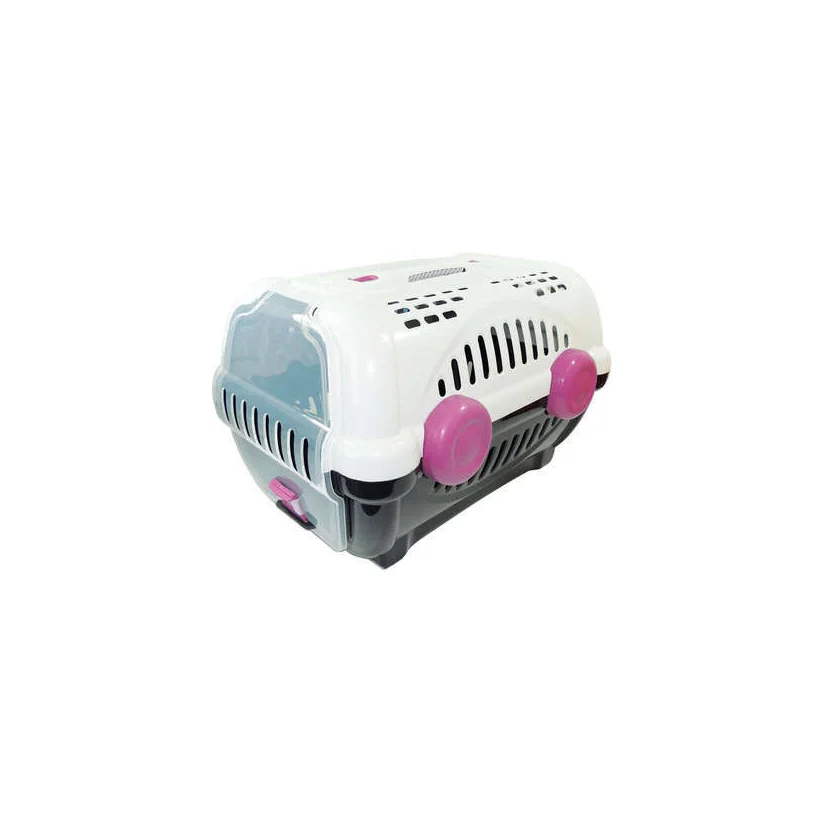Caixa de Transporte Furacão Pet Luxo Branco Com Rosa N2