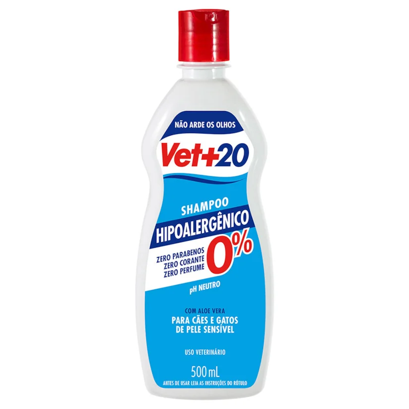 Shampoo Cães e Gatos Vet+20 Hipoalergenico 500ml