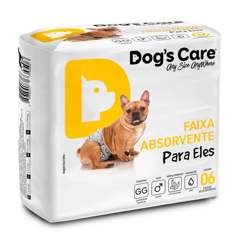 Fralda Higiênica Gg Para Macho Dogs Care 6 Unidades