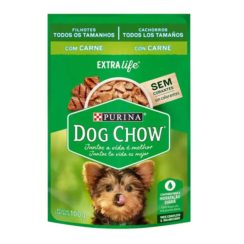 Ração Úmida Nestle Purina Dog Chow Filhotes Carne Sachê 100g