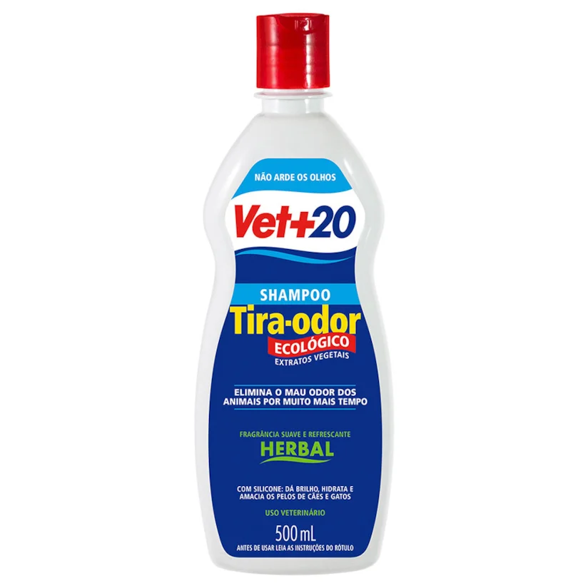 Shampoo Cães e Gatos Vet+20 Tira Odor Herbal 500ml