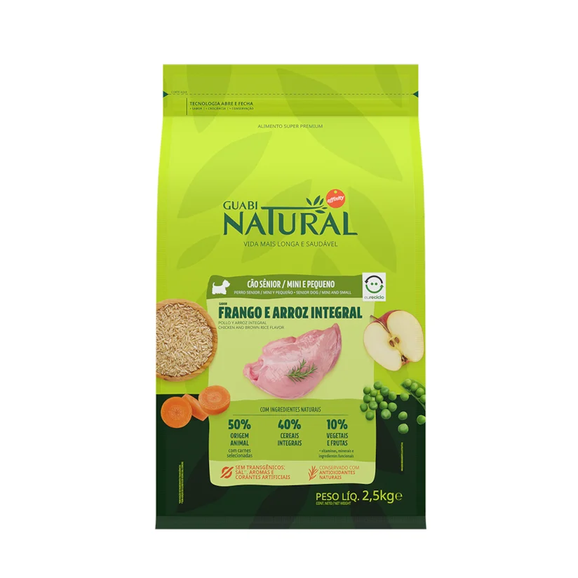 Ração Guabi Natural Cães Sênior Raças Mini e Pequenas Frango e Arroz 2,5kg