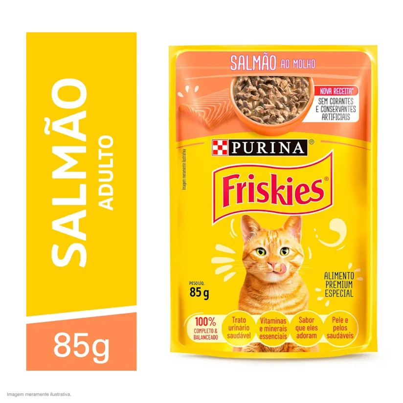 Ração Úmida Nestle Purina Gatos Friskies Salmão ao Molho Sachê 85g