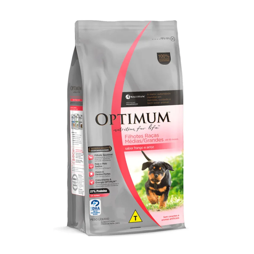 Ração Optimum Cães Filhotes Raças Médias e Grandes Frango e Arroz 3Kg
