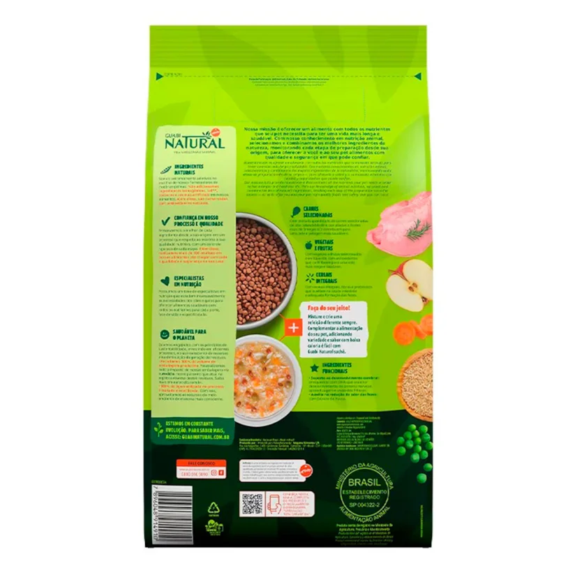 Ração Guabi Natural Cães Filhotes Mini e Pequeno Frango e Arroz Integral 10,1kg