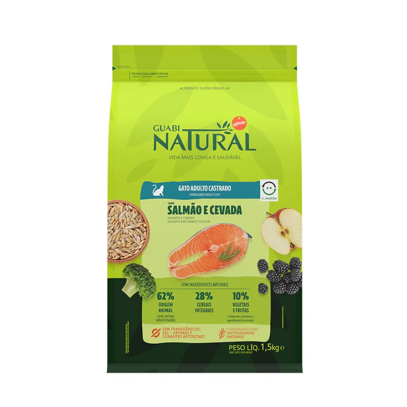 Ração Guabi Natural Gatos Castrados Salmão e Cevada 1,5kg