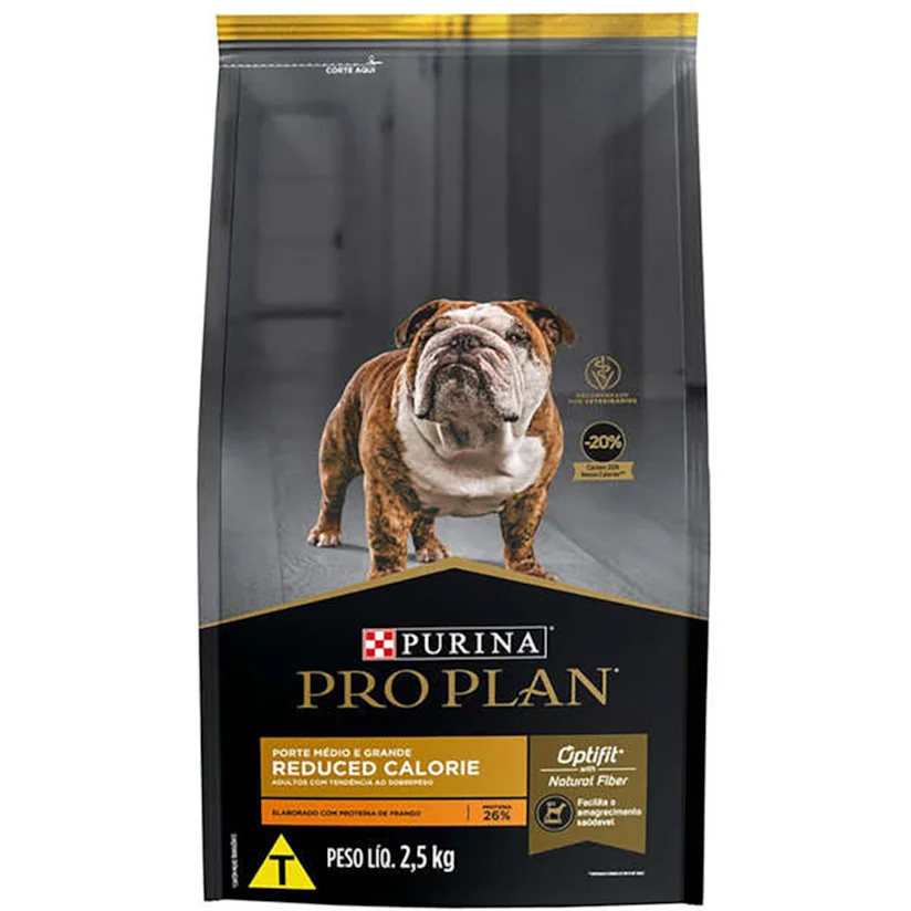 Ração Nestlé Purina Cães Pro Plan Adultos Calorias Reduzidas Raças Médias e Gandes 2,5kg