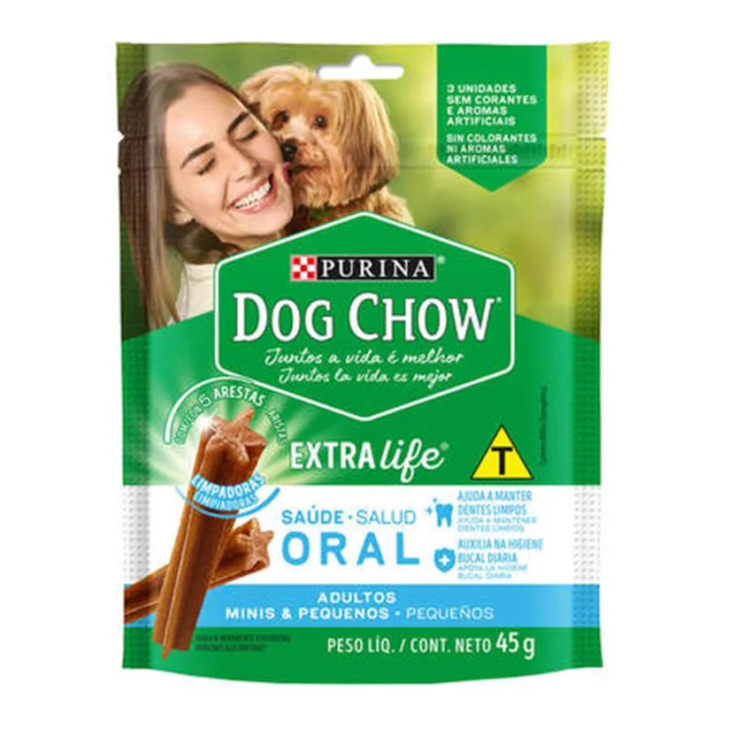 Petisco Nestle Purina Dog Chow Extra Life Saúde Oral Raças Pequenas 45g